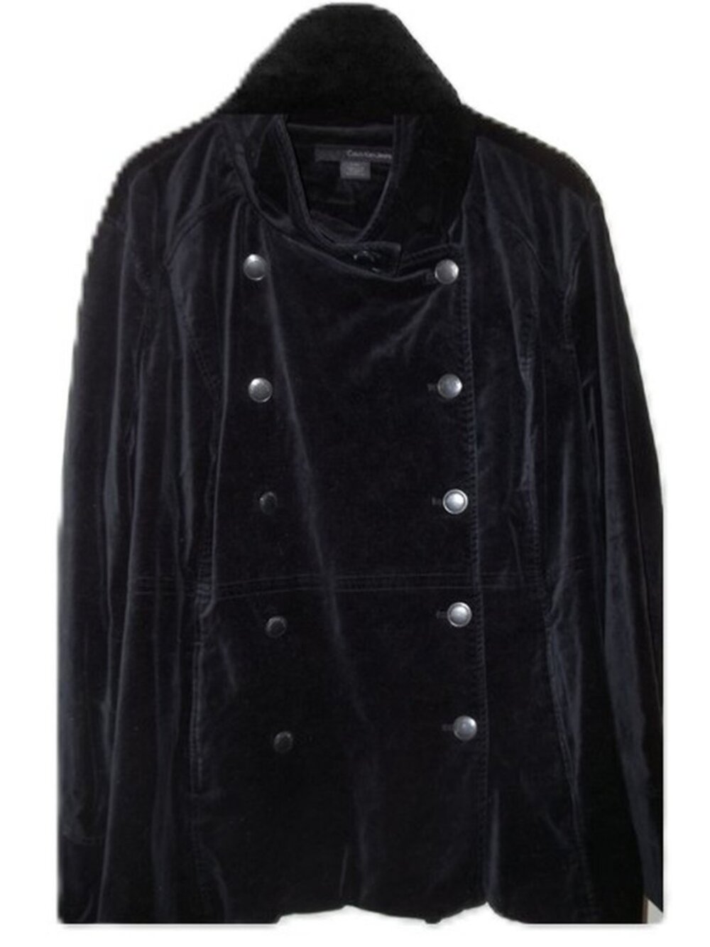 Women's 3X Calvin Klein Jeans Black Velveteen Pea Coat